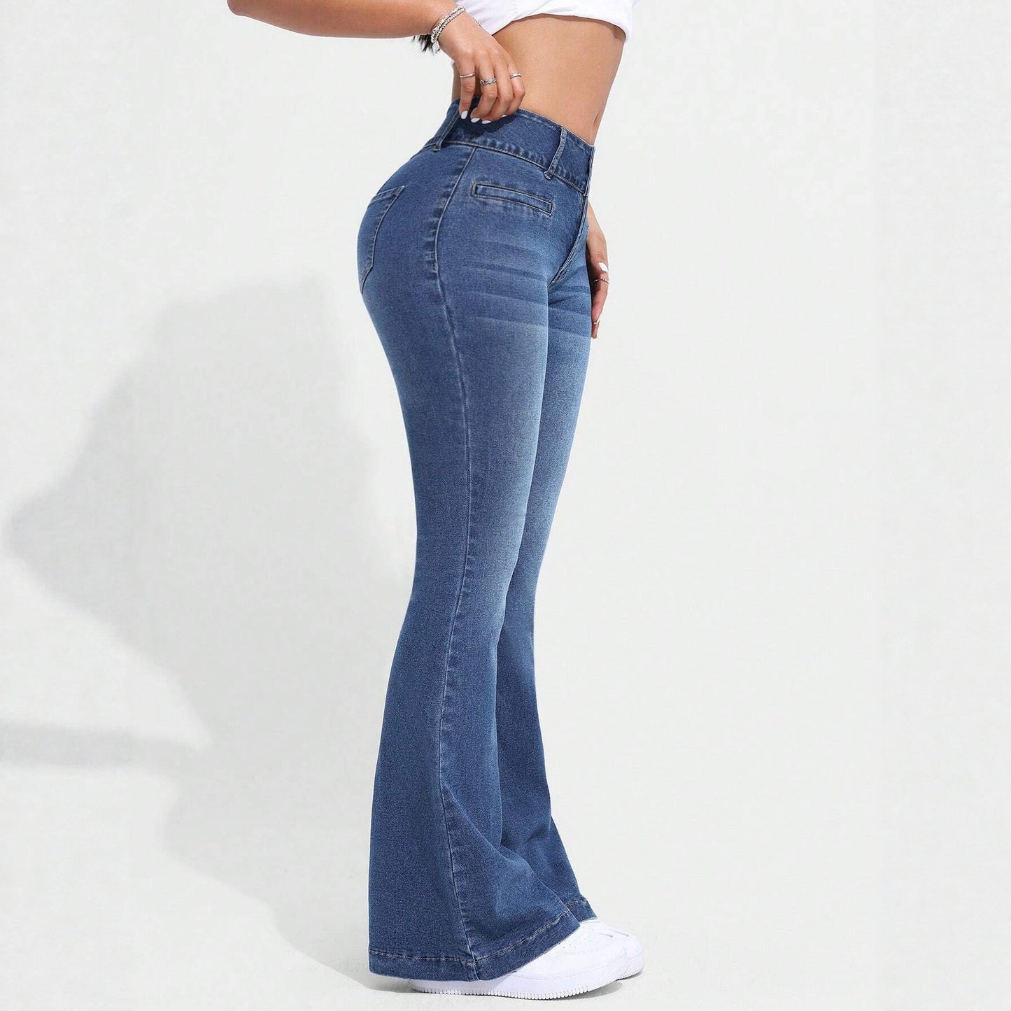 Jeans Acampanados Tiro Bajo Retro