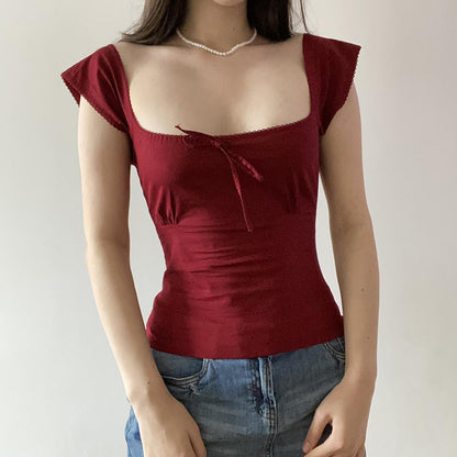 Blusa Cuello Cuadrado con Cordones