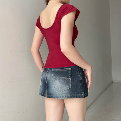 Blusa Cuello Cuadrado con Cordones