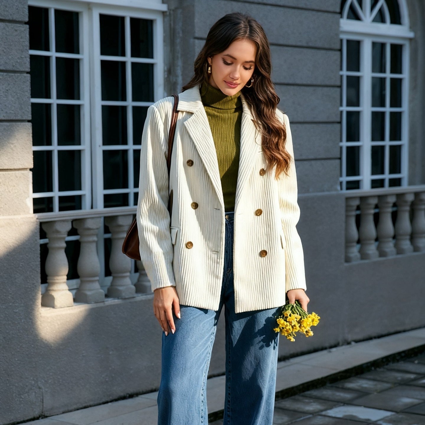 Blazer de Pana Color Sólido