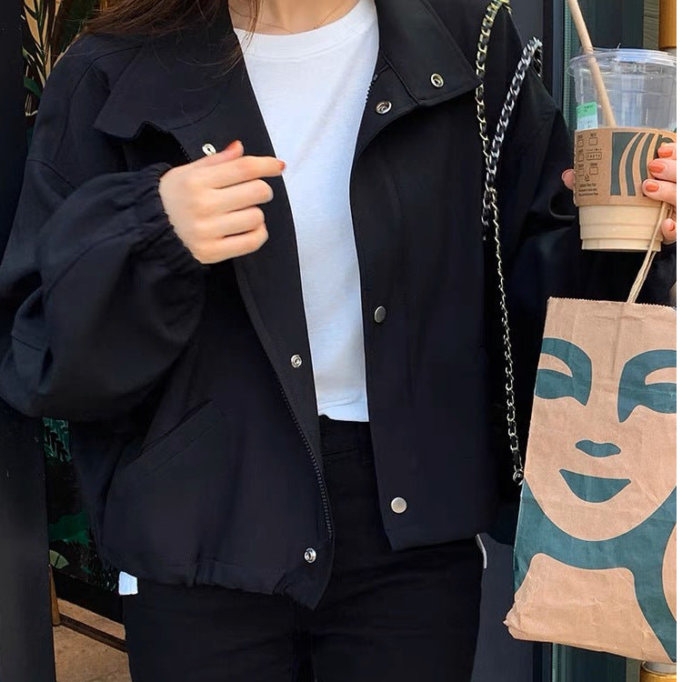 Chamarra Cuello Alto Color Sólido