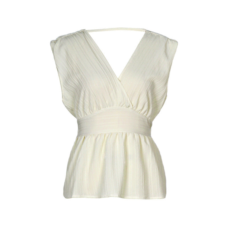 Blusa con Escote en V y Espalda Descubierta