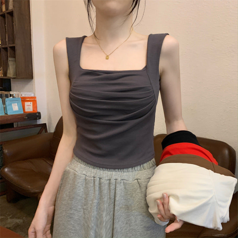 Blusa Plisada con Tirantes