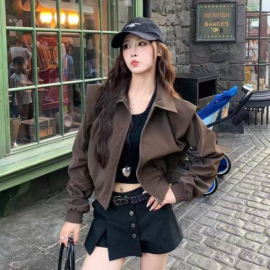 Chamarra Vintage Café con Solapa