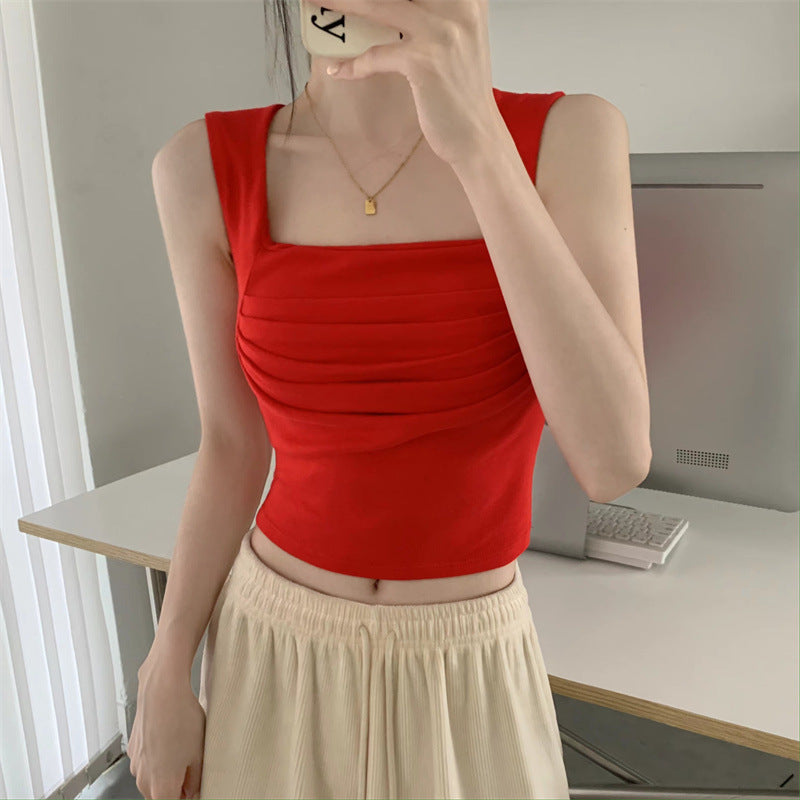 Blusa Plisada con Tirantes