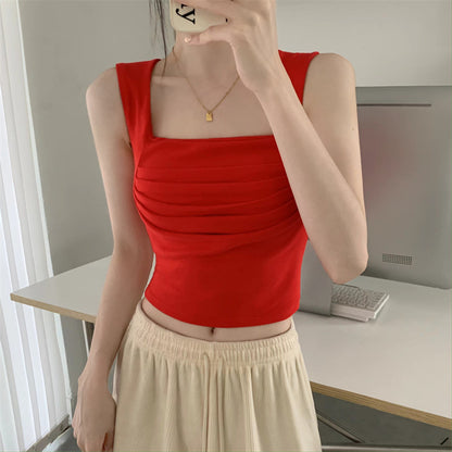 Blusa Plisada con Tirantes