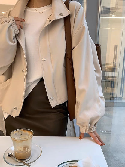 Chamarra Cuello Alto Color Sólido