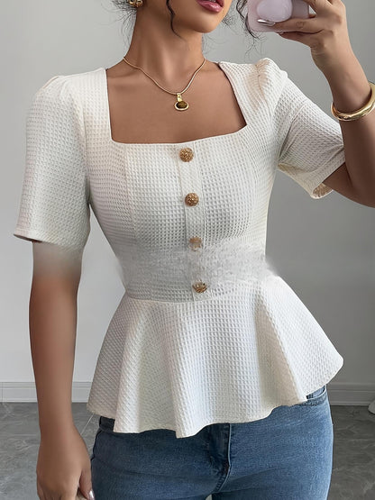 Blusa Cuello Cuadrado con Mangas Abullonadas