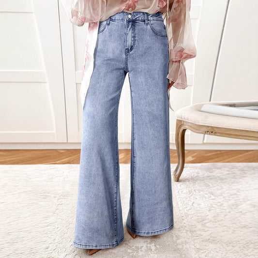 Jeans Tiro Alto Holgados Color Sólido