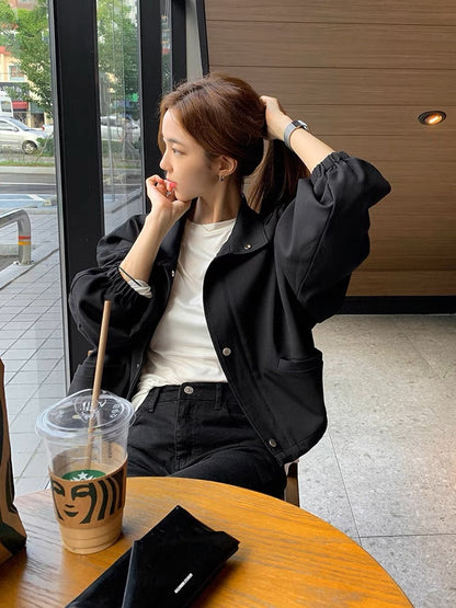 Chamarra Cuello Alto Color Sólido