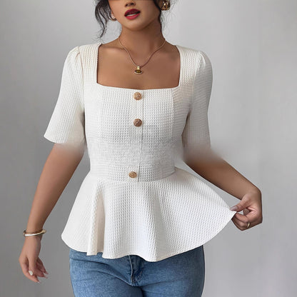 Blusa Cuello Cuadrado con Mangas Abullonadas