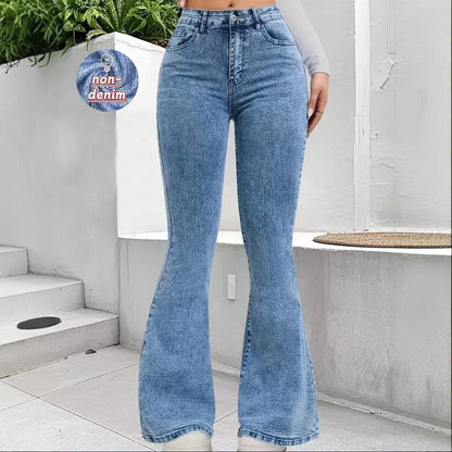 Pantalón Ajustado Tiro Alto Efecto Denim