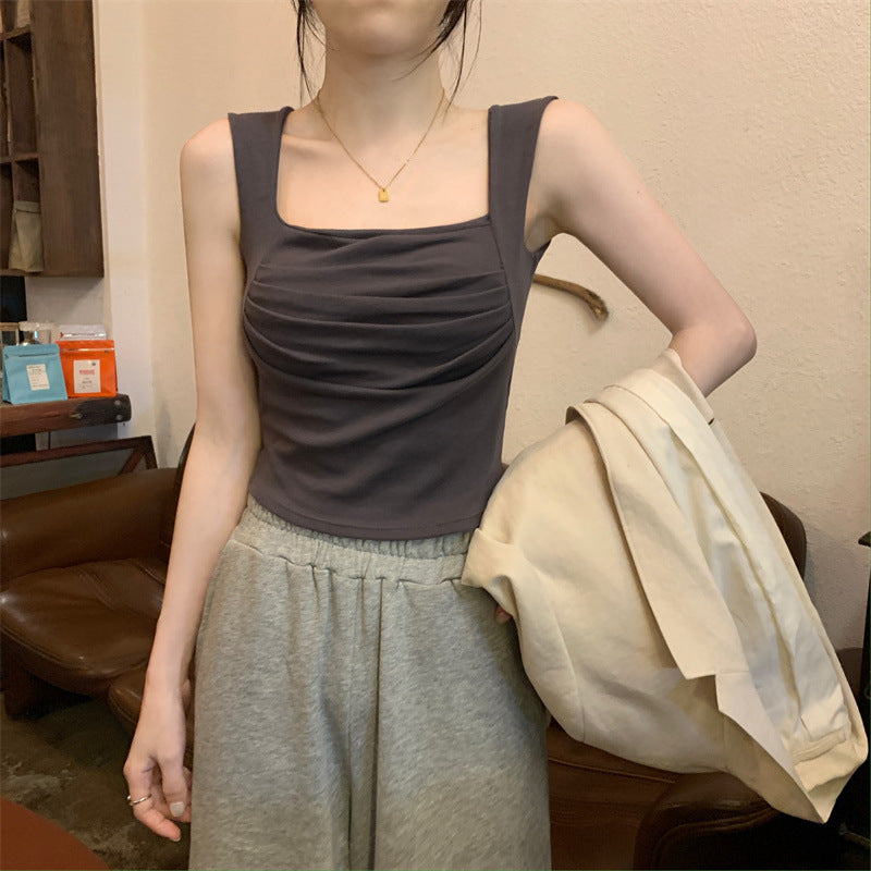 Blusa Plisada con Tirantes